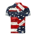 thumbnail image 4 of UVEASISHA Men's American Flag Golf Shirt Big and Tall 4th of July Shirts for Men Memorial Day Distressed Print Polos Holiday Casual Button Collared T-Shirt Red L, 4 of 5