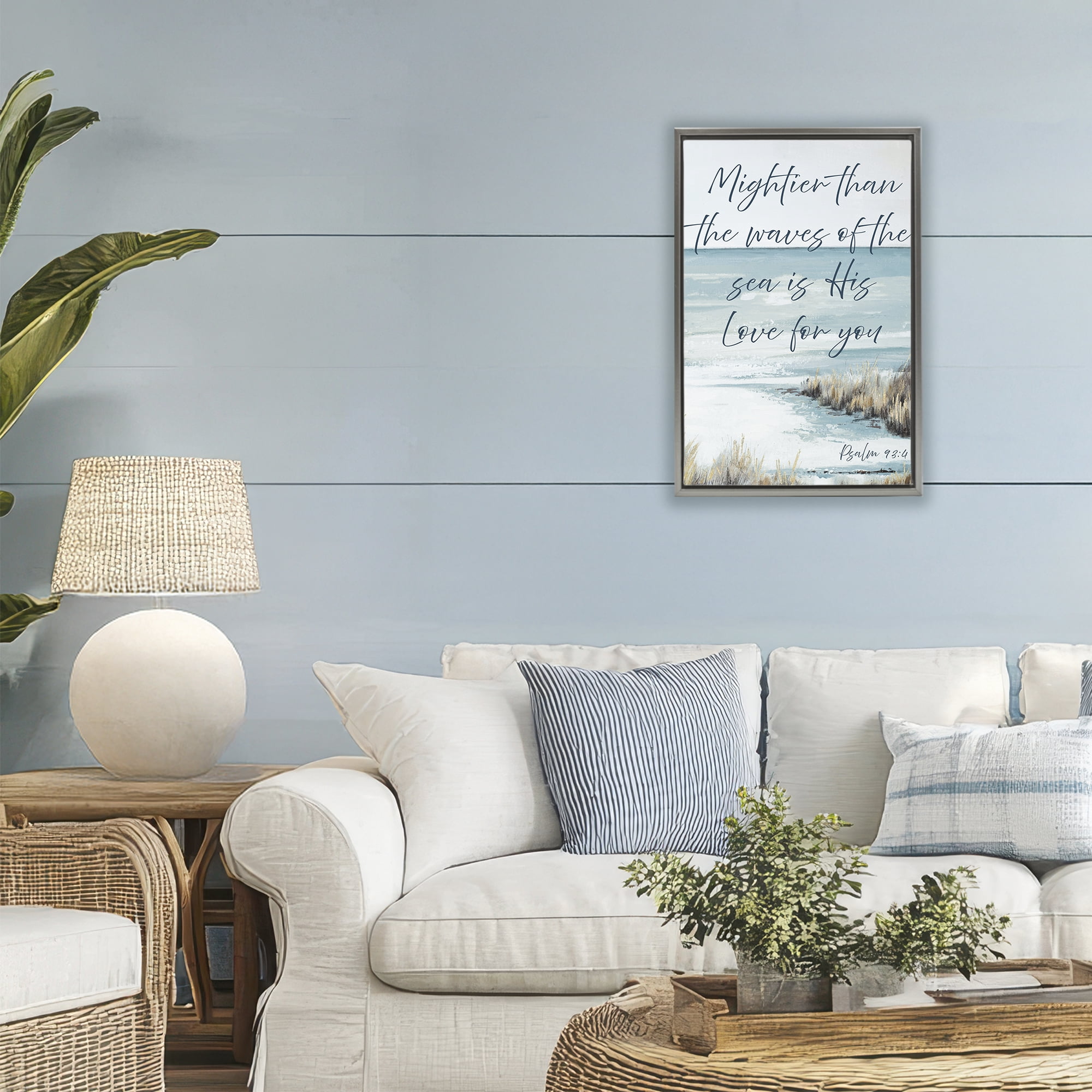 Stupell Industries Mightier Than The Waves Gray Framed Floater Canvas Wall Art, design by Patricia Pinto