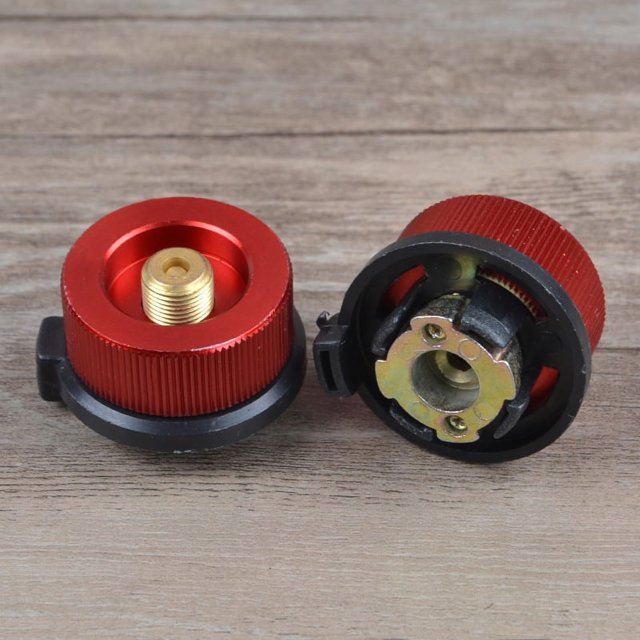 Estufa de Gas portátil para acampar al aire libre, estufa de Gas de acero inoxidable, Mini convertidor de estufa de Gas, cabezal de horno, color rojo