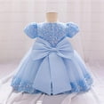 thumbnail image 3 of Toddler Princess Dress Size 3t-4t Trendy Sequin Puff Sleeve Flower Girl Dresses Tulle Wedding Party Clothes 6M-5T, Sky Blue, 5 Years, 3 of 6