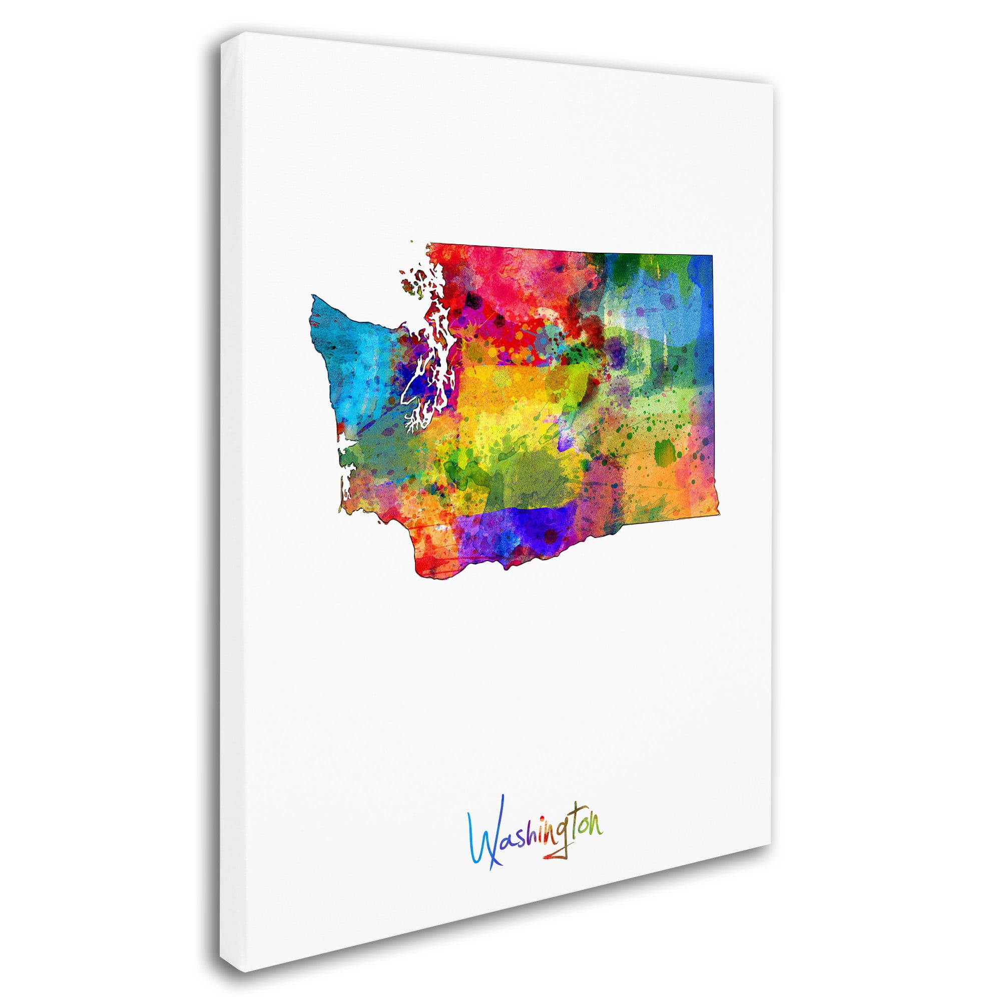 Trademark Fine Art "Washington Map" Canvas Art by Michael Tompsett