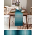 thumbnail image 3 of Ldtrchee Turquoise Ombre Table Runner 60 Inches, Modern Abstract Art Gradient Bed Runner Dresser Scarves Tabletop for Indoor Outdoor Parties/Ceremony/Banquet, 13" x 60", 3 of 8