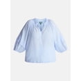 thumbnail image 5 of Terra & Sky Women’s Plus Linen Blend Blouse with Elbow Length Puff Sleeves, Sizes 0X-5X, 5 of 5