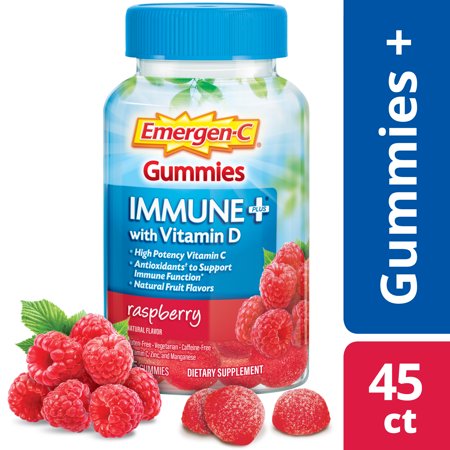 Bio Health Raspberry Leaf - Emergen-C Immune+ Vitamin C Gummies, Raspberry, 500mg, 45 ct