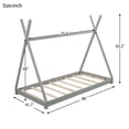 thumbnail image 4 of Euroco Wood Twin Size Platform Bed for Kids Teens, Canopy Tent Bed for Living Room, Gray, 4 of 10