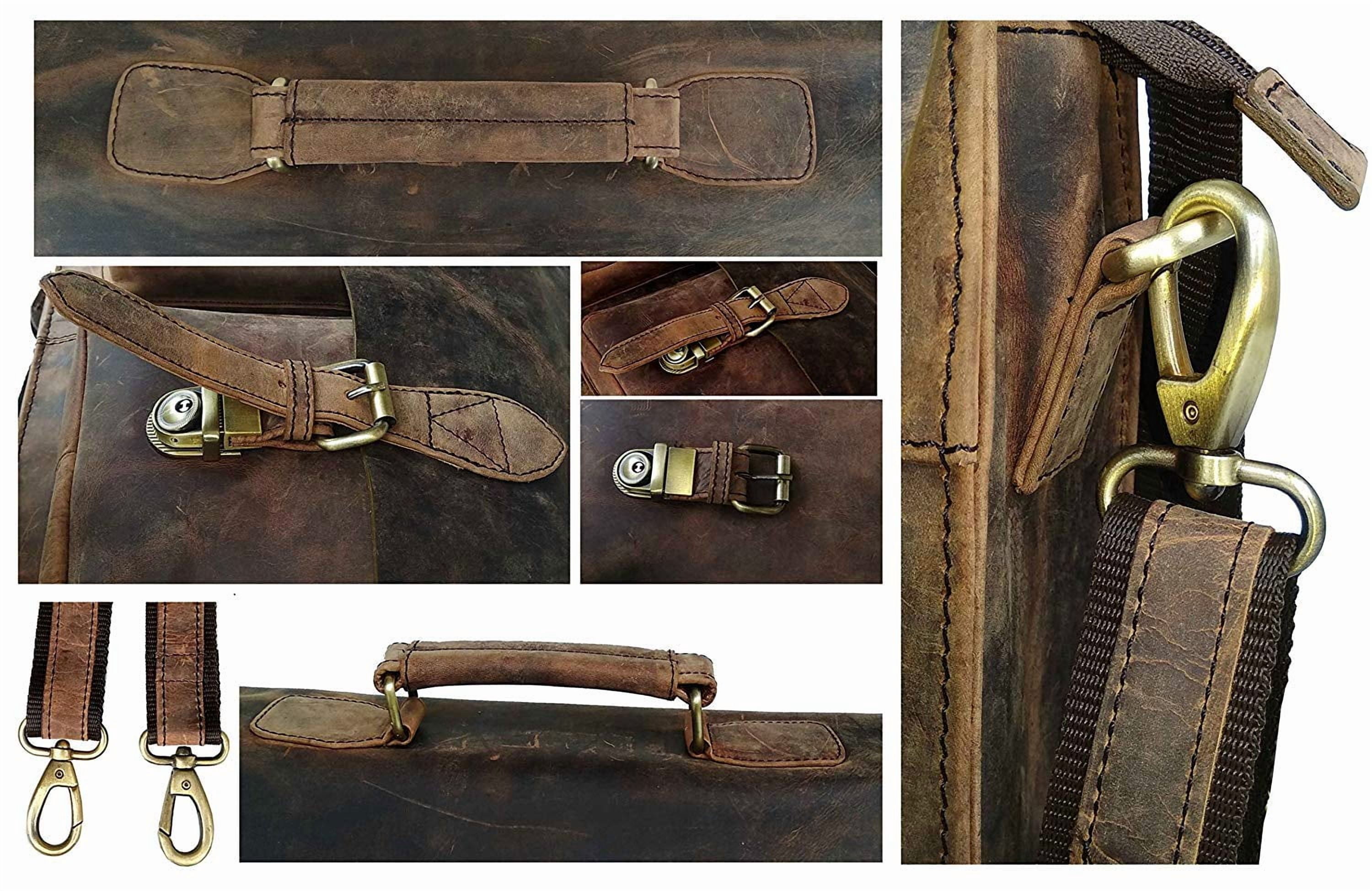 Cuero Retro Buffalo Hunter Leather Laptop Messenger Bag Office Briefcase Travel Bag (Rich Brown) 18 inch X 13 inch X 5 inch