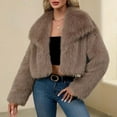 thumbnail image 4 of Turilly Womens Ladies Warm Faux Furry Long Coats Jacket Winter Solid Turn Down Collar Outerwear, 4 of 6
