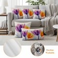 thumbnail image 6 of Spring Purple Pillow Covers 2 Pack Orange X-ray Tulip Flower Retro Pillowcase Waterproof Outdoor Throw Pillow Cover for Patio Garden Square Cushion 26”x26”, 6 of 9