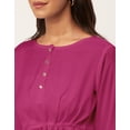 thumbnail image 4 of Moomaya Solid Tie-Up Tops For Women, Quarter Sleeves Round Neck Casual Viscose Top, 4 of 6