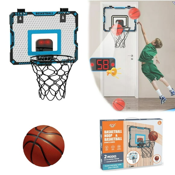 Kids Basketball Hoop With Lights And Sound No Drill Wall Mounted Indoor/Outdoor Basketball Board Toy For Fun