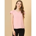 thumbnail image 2 of Camiseta Manga Tulipán Cuello En V Allegra K Rosa claro XS, 2 of 6