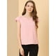 thumbnail image 2 of Camiseta Manga Tulipán Cuello En V Allegra K Rosa claro XS, 2 of 6
