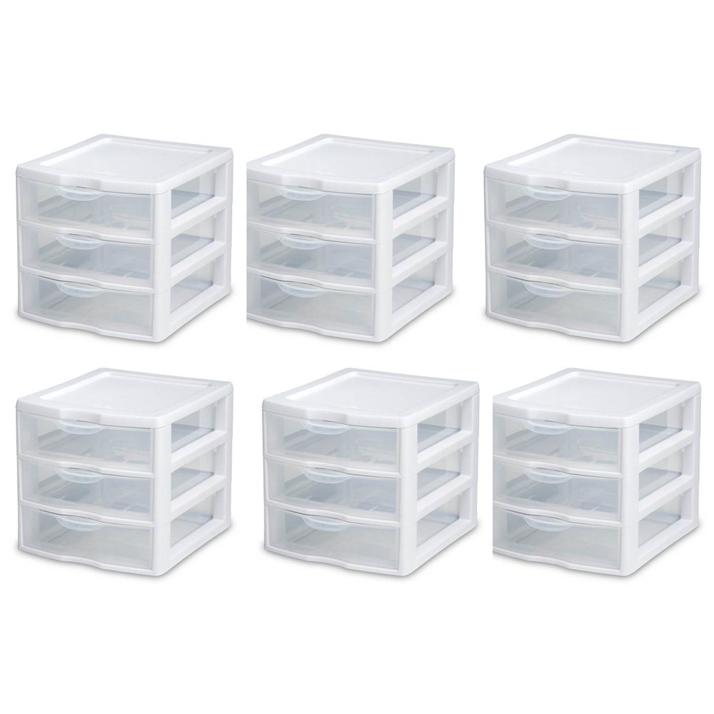Sterilite Adult Stackable Small Compact Counter top 3 Drawer Plastic