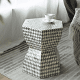 thumbnail image 5 of GZXS Modern Accent Side Table with Capiz Shell Inlay, Hexagon Garden Stool for Living Room, Bedroom, Patio, Balcony (Black+White), 5 of 10