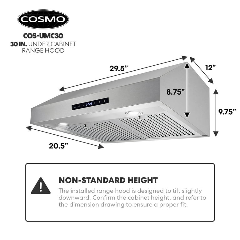 UMC30, 30″ Under Cabinet Stainless Steel Range Hood with Digital Touch  Controls
