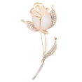 thumbnail image 1 of Broche elegante con diseño de rosa y ópalo, broche de aleación de moda para decoración, regalo para mujer (dorado), 1 of 8