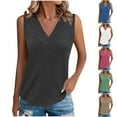 thumbnail image 1 of Sudadera para mujer,Camiseta plisada con cuello en V para mujer, top informal sin mangas, poliéster suave, largo regular, ideal para todas las estaciones, sopatenor, 1 of 9