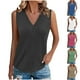 thumbnail image 1 of Tops deportivos,Camiseta plisada con cuello en V para mujer, top informal sin mangas, poliéster suave, largo regular, ideal para todas las estaciones, sopatenor, 1 of 9