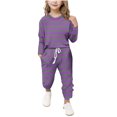 thumbnail image 5 of Juslio Girls Pants Unisex Child Casual Stripe Sleeve Set Two-piece Set Girl Purple, 5 of 5