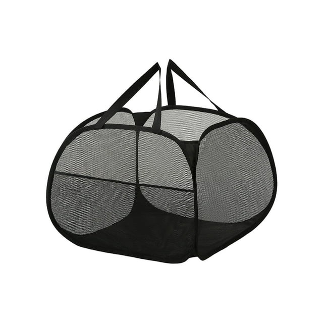 WRKEKC Clearance Collapsible Mesh Laundry Hamper – Breathable Foldable Basket with Side Pocket for Home or Travel