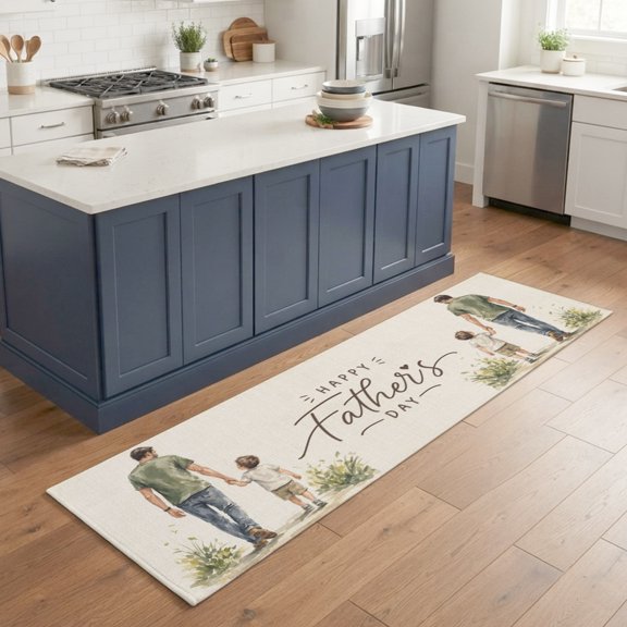 Hallway Runner Rug 2'x6', Father's Day Kitchen Runner Rugs Non-Slip Carpet Mats, Farmhouse Botanical Country Plants Beige Bedside Rugs Runners Washable Floor Carpet for Bathroom Laundry Room