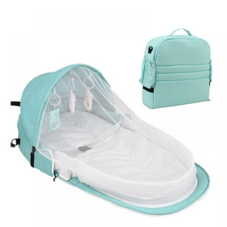 Portable Bassinet with Mosquito Net, Breathable Infant Foldable Baby Backpack Bed,Travel Crib Mini Crib, Sun Protection Sleeping Basket