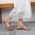 thumbnail image 2 of asdoklhq Wedge Sandals for Women,Summer New Style Flat Sandals Flower Rhinestone Sandals Open Toe Beach Sandals, 2 of 9
