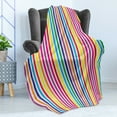 thumbnail image 4 of Colorful Soft Flannel Fleece Blanket, Vibrant Rainbow Colored Vertical Stripes Pattern on White Background Illustration, Cozy Plush for Indoor and Outdoor Use, 70" x 90", Multicolor, by Ambesonne, 4 of 5