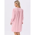 thumbnail image 5 of DARING DIVA Women's Casual Knee Length V Neck Pleated Flowy Shirt Dress XL Pink, 5 of 7