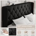 thumbnail image 3 of iPormis Queen Size Bed Frame with Diamond Button Tufted Wingback Headboard, Upholstered Platform Bed Frame with Strong Wood Slat Support, No Box Spring Needed,Black, 3 of 8