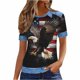 thumbnail image 3 of Mujeres de Verano Tops Casual Cuello Redondo de Moda Pascua No Posicionamiento Impreso Manga Corta Solapa Superior para el Hogar Y el Uso Diario, 3 of 7