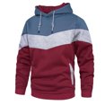 thumbnail image 2 of Sudadera con Capucha de Bloque de Color para Hombres con Bolsillos Sudadera con Capucha con cordón Puños acanalados Dobladillo Manga Larga Cómoda Sudadera con Capucha Vino Rojo XXL, 2 of 6