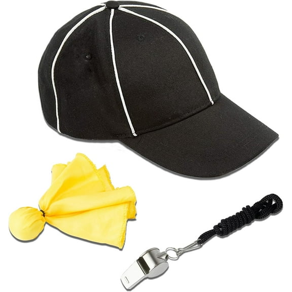 Murray Sporting Goods Referee Accessory Bundle Kit - Referee Halloween Costume Accessories Bundle Hat, Flag & Whistle