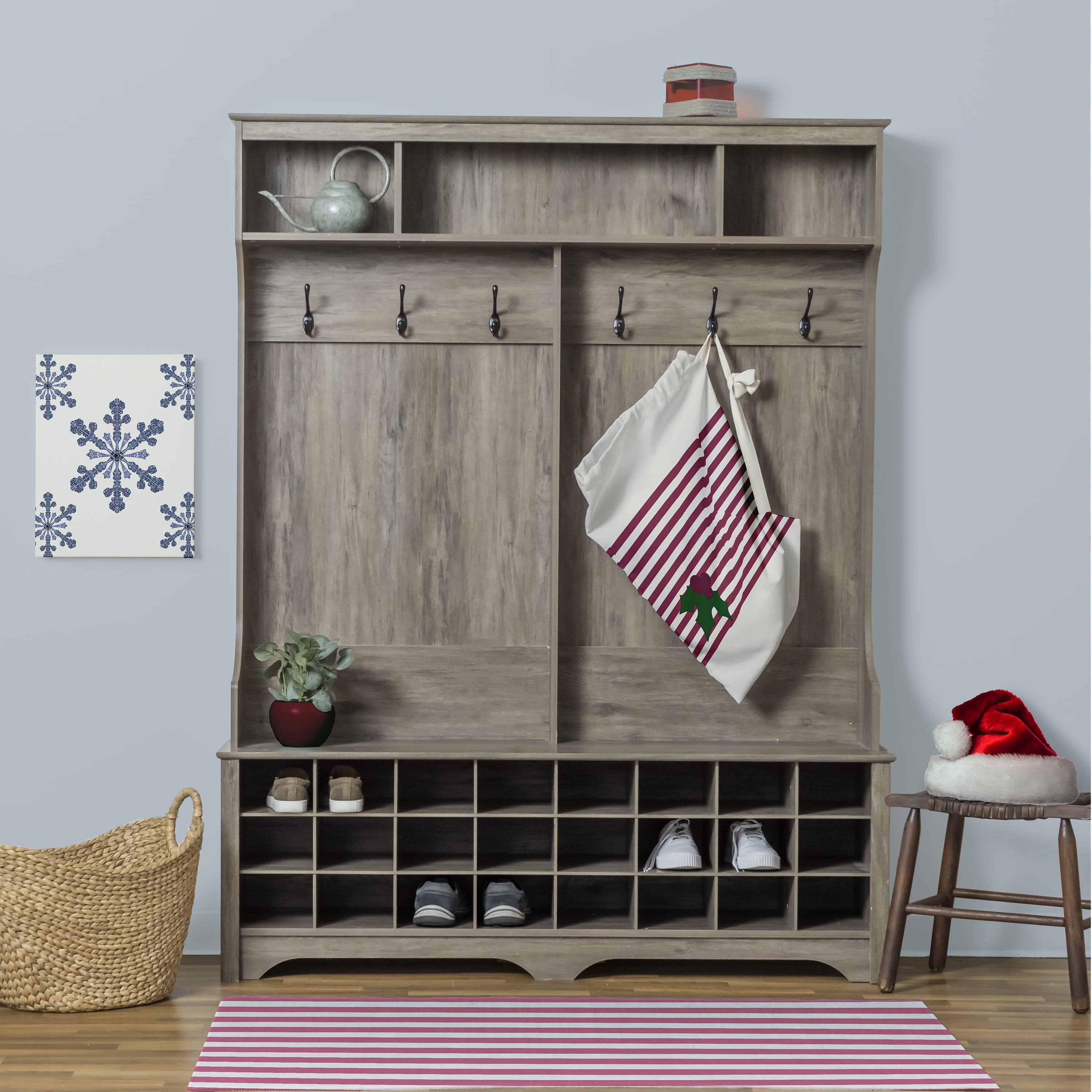 Simply Daisy Canvas Stripe 28 x 36 in Red Laundry Bag
