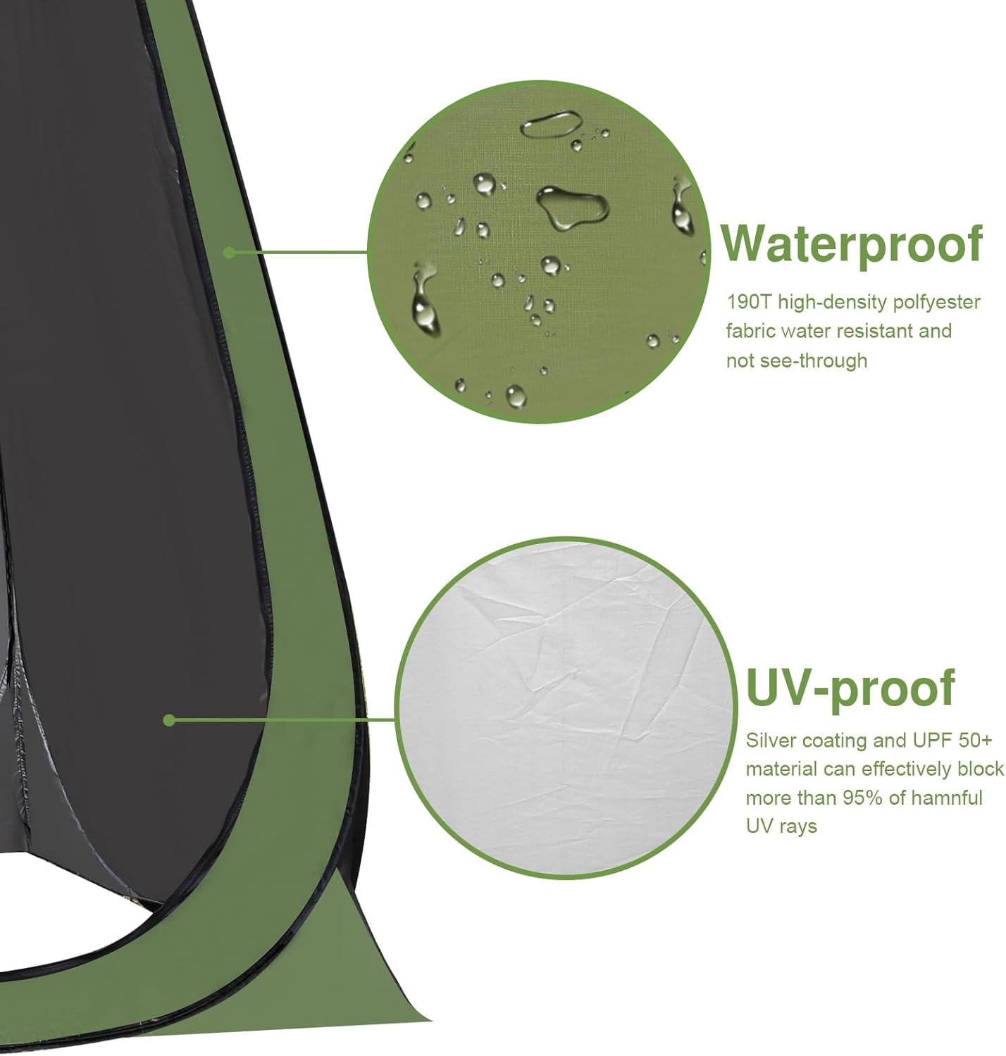 GVDV Portable Pop up Privacy Tent, Outdoor Camping Bathroom Toilet Shower Tent with Carrying Bag, Green