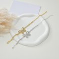 thumbnail image 4 of Visland Women Anklet Hollow Butterfly Shape Rhinestone Decor Adjustable Length Alloy Double-layer Ankle Chain Leg Jewelry, 4 of 8