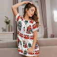 thumbnail image 3 of Daiia Christmas Houses Print Women's Nightshirt Soft Nightgowns for Women Short Sleeve dress Short-sleeved Sleepwear, 3 of 6