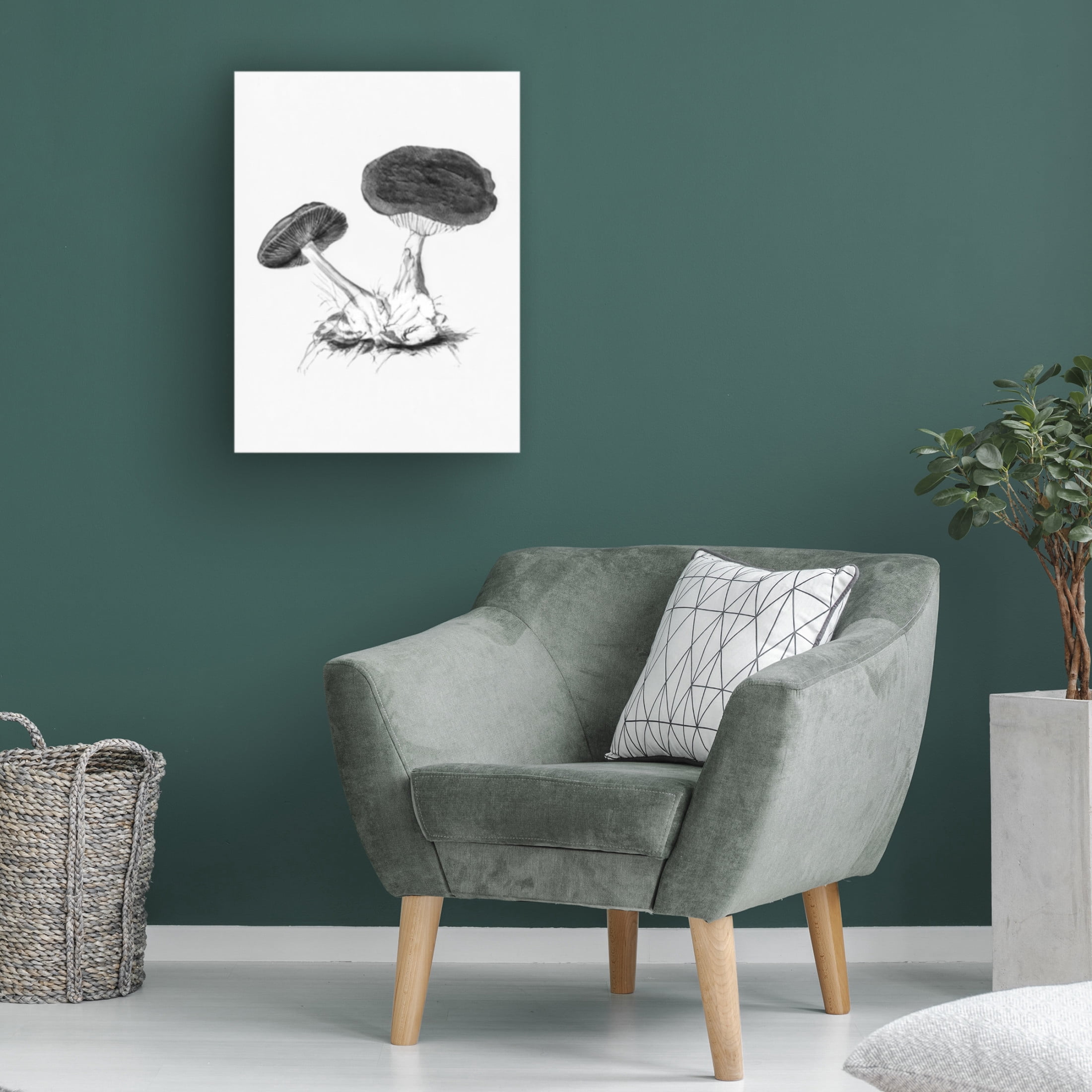 Trademark Fine Art Pictufy   Vintage Violet Webcap Mushroom Bright BW Canvas Wall Art