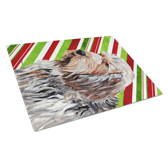 Caroline's Treasures Otterhound Candy Cane Christmas Glass Cutting Board Large Size