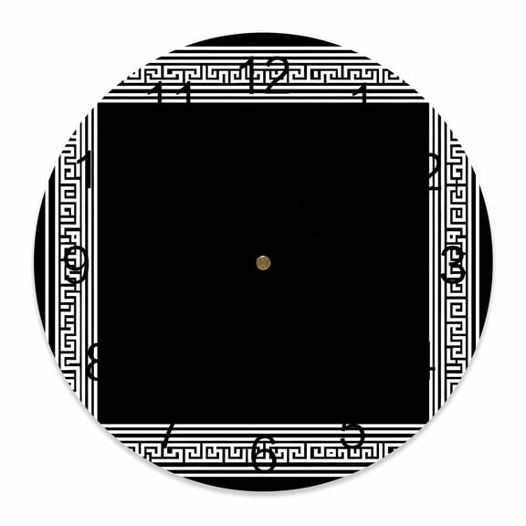 Wall Clock Black Key Pattern Clocks PVC Silent Non-Ticking Battery Operated Decorative Geometric Art Round Clock for Home Living Room Kitchen Bedroom Office School Wall Decor 14 Inch