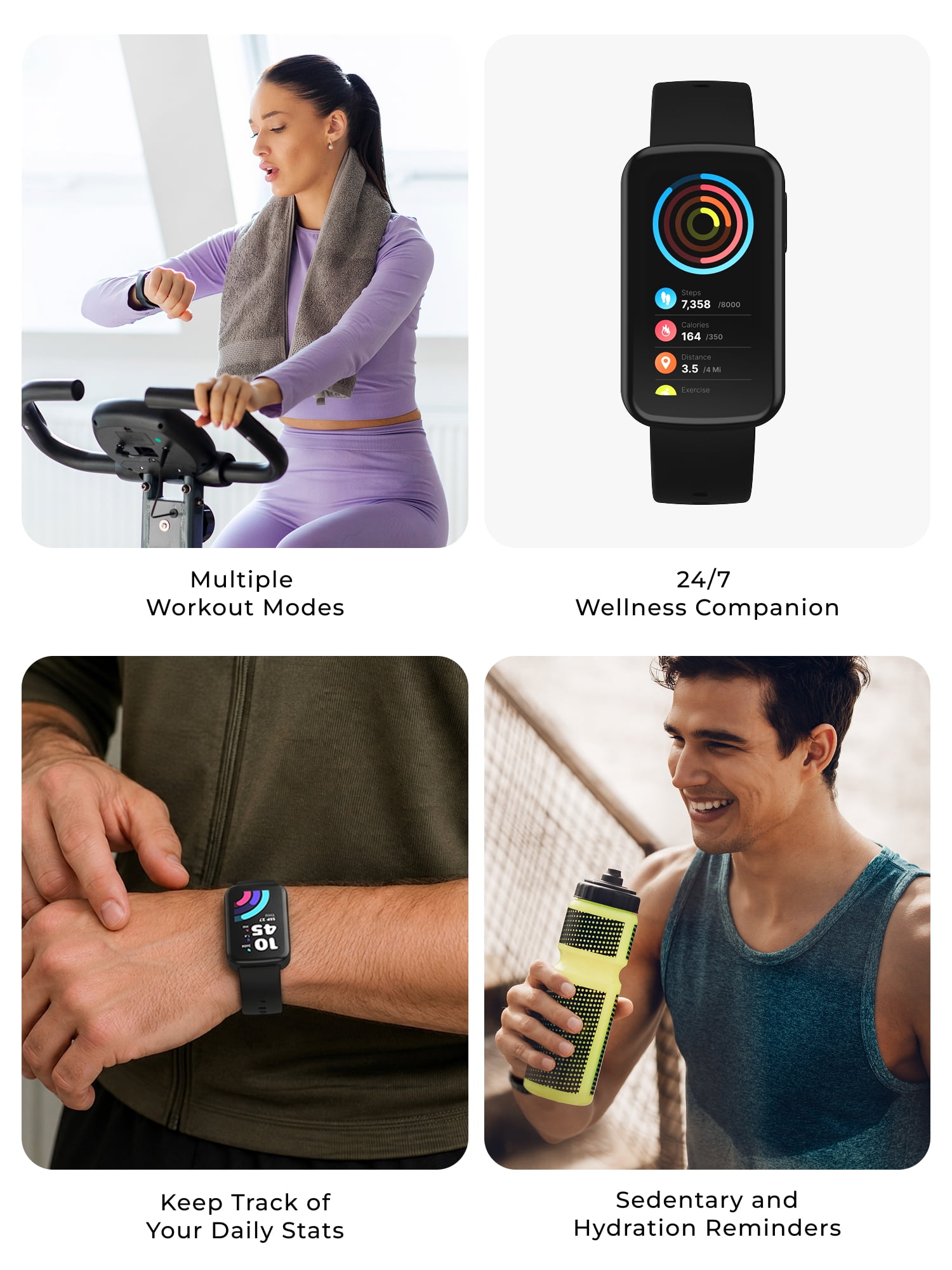 iTech Active 4 PRO Unisex Adult Smartwatch Fitness Tracker, Green, Silicone Strap