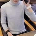 thumbnail image 4 of Mdesiwst Men Solid Color Sweater Men's Autumn Winter Turtleneck Sweater Slim Fit Solid Color Knitwear with Thickened Fleece Lining High Collar Men Sweater, 4 of 8