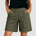 thumbnail image 5 of vigerkar High Waisted Shorts Women Cotton Button Detail Casual Shorts Vacation Short Pants with Pockets, Lightweight Classic Fit Summer Beach Travel (Dark Green, 3XL), 5 of 7