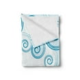 thumbnail image 2 of Teal and White Soft Flannel Fleece Throw Blanket, Ocean Waves Inspired Design with Abstract Blue Swirls Water Sea Spirals, Cozy Plush for Indoor and Outdoor Use, 50" x 70", Blue White, by Ambesonne, 2 of 5