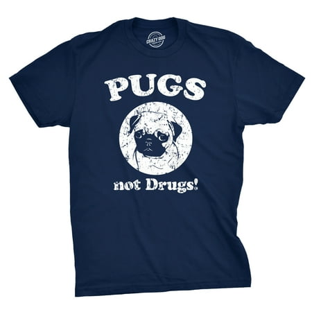Pug Tie - Mens Pugs Not Drugs T shirt Pug Face Funny T shirts Dogs Humor Novelty Tees