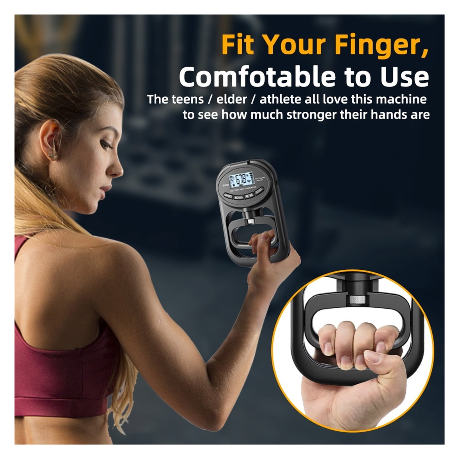 Grip Strength Tester 265Lbs/120Kg Digital Hand Dynamometer Grip Strength Meter USB LCD Screen Hand Grip Dynamometer ,Comfortable to Use