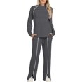 thumbnail image 3 of Conjuntos de Salón para Mujer, Conjuntos de 2 Piezas para Otoño, Pantalones Anchos, Conjuntos A Juego, Ropa de Mujer Gris Oscuro XXL, 3 of 8