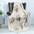 thumbnail image 4 of Guitar Soft Flannel Fleece Throw Blanket, Sketch Art Style Instrument and Chords Acoustic Flamenco Technique Skill Talent, Cozy Plush for Indoor and Outdoor Use, 50" x 60", Cream Brown, by Ambesonne, 4 of 5