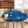 thumbnail image 3 of Blue Yellow Star Round Tablecloth 36-44 Inch Round Fitted Table Cloth with Elastic Edge, Starry Sky Vintage Waterproof Table Cover Protector for Outdoor Picnic Party Dining, 3 of 6
