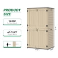 thumbnail image 4 of OROFULL 5x3 FT Outdoor Storage Shed, Waterproof Resin Tool Shed with Lockable Door & Reinforced Floor, All-Weather Shed for Patio Garage Garden Khaki, 4 of 9